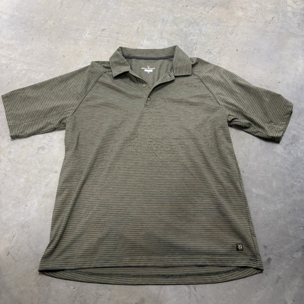 ROYAL ROBBINS Men's Gray Brown Striped‎ Short Sleeve Polo Shirt XL